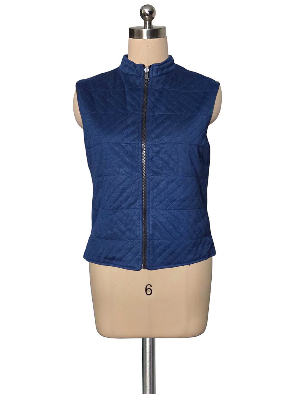 New KUNTO 100% Silk Cotton Blend Blue Quilted Vest M